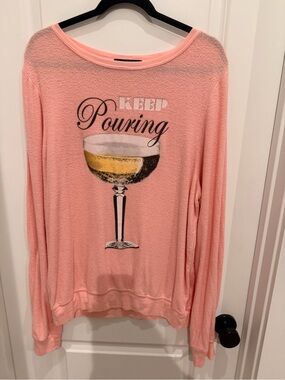 Wildfox Pink Graphic 'Pouring' Pullover